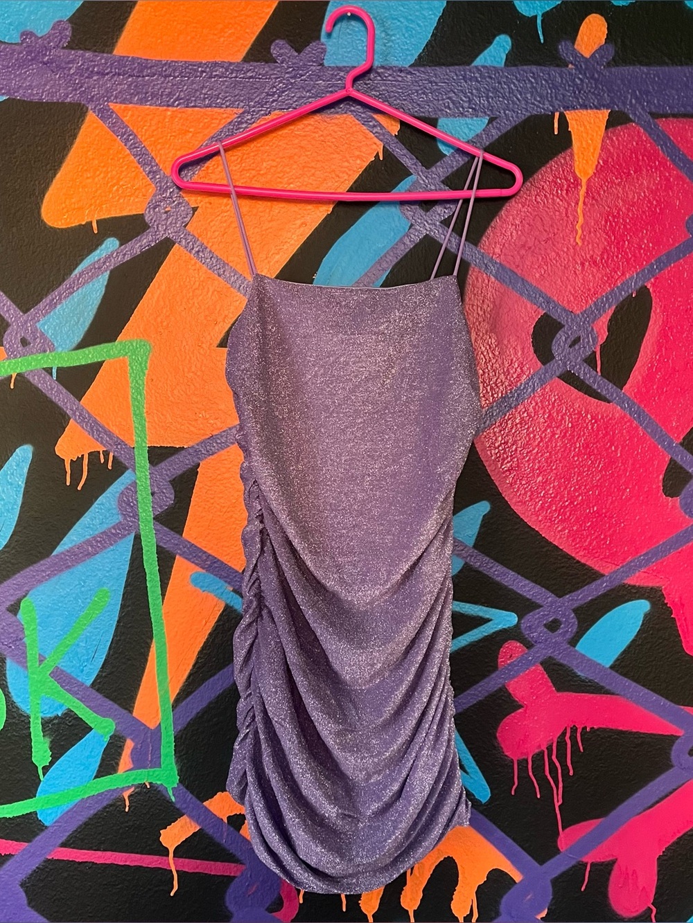 ★ Sparkly Purple Ruched Mini Party Dress ★